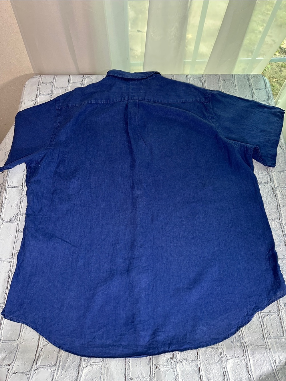 Ralph Lauren Linen Button Up Shirt Mens ‎ Navy Blue Casual size XXL - Picture 2 of 12